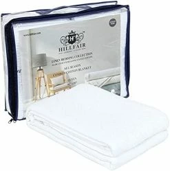 HILLFAIR 100% Cotton Blanket Queen Size 90"x90" - Luxury Decorative Soft Breathable Skin-Friendly Cotton Bed Blankets For All Season- Perfect Textured Blanket Layer For Couch Bed Sofa- Teal Queen White -Electric Blankets Sales 2022 41VAxdIdSML. AC