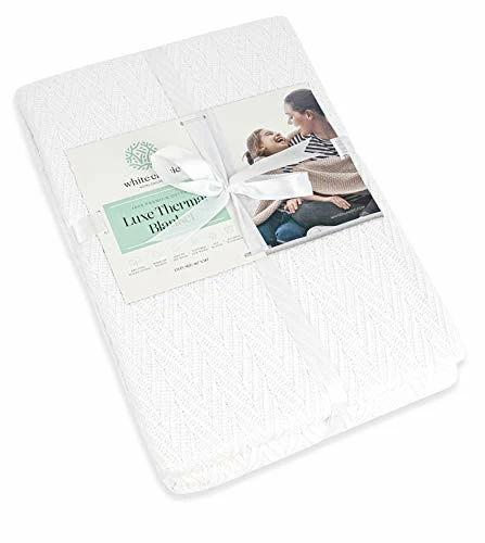 White Classic Luxury 100% Cotton Blankets King Size Bed - 410GSM Lightweight Waffle Summer Blanket - Breathable All Seasons Queen 108x90 - White 7 White Classic Luxury 100% Cotton Blankets King Size Bed - 410GSM Lightweight Waffle Summer Blanket - Breathable All Seasons Queen 108x90 - White - Image 5