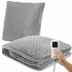 JinJeeo Heated Throw Blanket Electric Throw Grey 50" X 60" Foldable Blanket Bed Throw,6 Heat Settings 9 Hour Auto Shut Off,Home Office Use Machine Washable