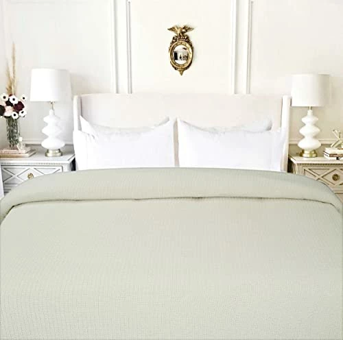 Classic Weave Breathable Lightweight Soft Cotton Blanket Queen Size (90X90 Inch) Ivory Color -100% Cotton Perfect Textured Blanket Layer For Couch Bed Sofa By Tex Trend 5 Classic Weave Breathable Lightweight Soft Cotton Blanket Queen Size (90X90 Inch) Ivory Color -100% Cotton Perfect Textured Blanket Layer For Couch Bed Sofa By Tex Trend - Image 3