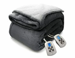 MARQUESS Electric Blanket Queen Size, Sherpa Flannel Heated Blanket With Dual Control, 10 Heat Settings, Automatic Shut Off Adjustable, Machine Washable (Grey, Queen) Charcoal