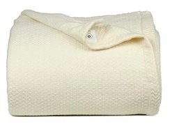 OMkras 100 Cotton Herringbone Throw Blanket King Soft Knit Throw Farmhouse All Season Blanket Thermal Breathable Bed Blanket Light Weight Blanket Ivory, 90 InchX108 Inch