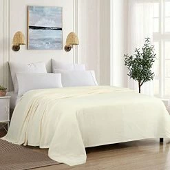 OMkras 100 Cotton Herringbone Throw Blanket King Soft Knit Throw Farmhouse All Season Blanket Thermal Breathable Bed Blanket Light Weight Blanket Ivory, 90 InchX108 Inch -Electric Blankets Sales 2022 41XHGNGrQuL