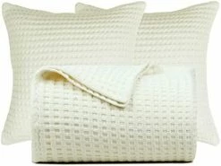 Tex Trend Waffle Weave Cotton Blanket - All Season Luxury Fine Fabric Blanket - King 90x108 Inch, Ivory Cream - With Free Pillow Cushion Covers 30 Tex Trend Waffle Weave Cotton Blanket - All Season Luxury Fine Fabric Blanket - King 90x108 Inch, Ivory Cream - With Free Pillow Cushion Covers -Electric Blankets Sales 2022 41XUsAnIeCL. AC 1