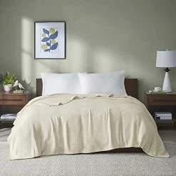 Madison Park Freshspun Basketweave Luxury Cotton Blanket Grey 108x90" King Size Basketweave Premium Soft Cozy 100% Cotton For Bed, Couch Or Sofa -Electric Blankets Sales 2022 41Y510IjXL. AC