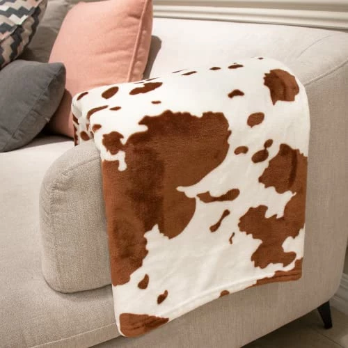 KIVEE Brown Cow Print Blanket Plush Flannel Fleece Cute Throw Blanket Soft Warm Cow Blankets And Throws Lightweight Sofa Bed Travel Couch Blankets For Baby Kids Adults Girls Boys Teens Gift 50x60 Inch 5 KIVEE Brown Cow Print Blanket Plush Flannel Fleece Cute Throw Blanket Soft Warm Cow Blankets And Throws Lightweight Sofa Bed Travel Couch Blankets For Baby Kids Adults Girls Boys Teens Gift 50x60 Inch - Image 3