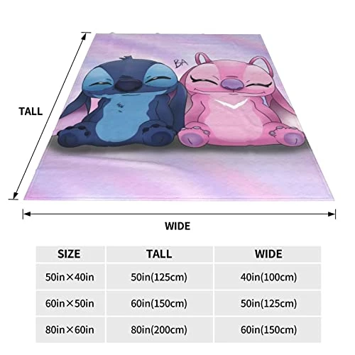 Gearbest Cute Cartoon Stitch Super Soft Flannel Throw Blanket For Bed, Living Room Sofa, Camping, Cold Travel For All Seasons 50"X40" Pink And Blue 5 Gearbest Cute Cartoon Stitch Super Soft Flannel Throw Blanket For Bed, Living Room Sofa, Camping, Cold Travel For All Seasons 50"X40" Pink And Blue - Image 3