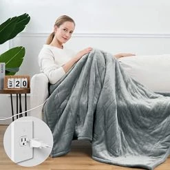 APPOLYN Electric Throw Heated Blanket 50” X 60'', 10 Heating Levels & 1-12 Hours Auto-Off, ETL Certified, Machine Washable, Grey -Electric Blankets Sales 2022 41Z8ojBGcbL