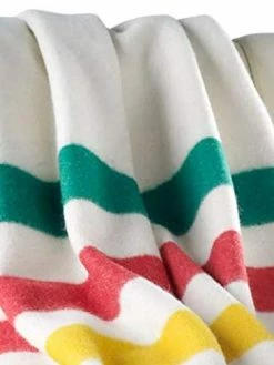 Hudson's Bay Company 90 By 100-Inch Queen Size 6 Point Blanket, Natural/Multi Stripe