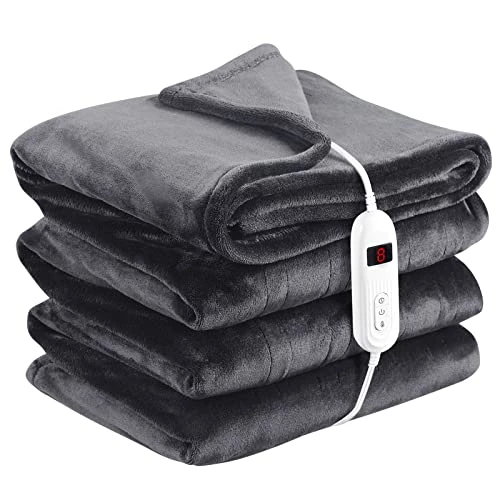 Abemala Electric Heated Blanket Full Size 72"x 84" | Soft Flannel Sofa Bed Blanket With 10 Level Fast Heating & Overheat Protection | Machine Washable & Dryable | 8H Timer Outdoor Throw Heating Blanket | Grey 3 Abemala Electric Heated Blanket Full Size 72"x 84" | Soft Flannel Sofa Bed Blanket With 10 Level Fast Heating & Overheat Protection | Machine Washable & Dryable | 8H Timer Outdoor Throw Heating Blanket | Grey
