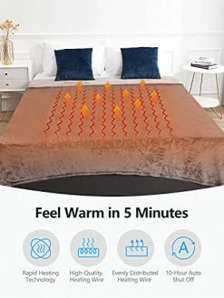 NB Electric Heated Blanket Full 72"x84" Oversized Flannel Heated Blanket For Whole Body Warming, ETL And FCC Certification Fast Heating With 4 Heating Levels & 10 Hours Auto Off, Machine Washable -Electric Blankets Sales 2022 41bgNDwkqNS
