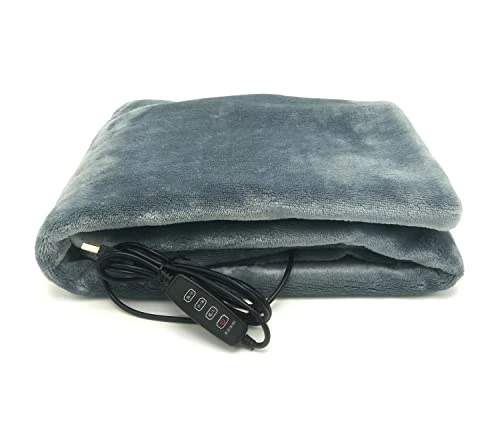 TOHMR USB Heated Shawl, Warm Electric Throws Flannel Blanket Heating Cushion Pad Blanket - 3 Speed Regulating Switch 34"X22" (Gray) 4 TOHMR USB Heated Shawl, Warm Electric Throws Flannel Blanket Heating Cushion Pad Blanket - 3 Speed Regulating Switch 34"X22" (Gray) - Image 2