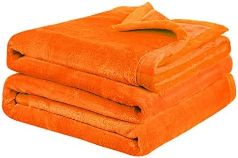 PiccoCasa Flannel Fleece Blanket Soft Lightweight Warm Fuzzy Blanket For All-Seasons, Wide Hemmed Luxury Comfy Decorative For Couch Living Room 50"x60" Orange 15 PiccoCasa Flannel Fleece Blanket Soft Lightweight Warm Fuzzy Blanket For All-Seasons, Wide Hemmed Luxury Comfy Decorative For Couch Living Room 50"x60" Orange - Image 13