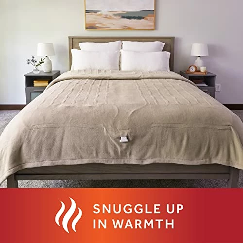 Sunbeam Royal Luxe Mushroom Heated Blanket - Queen 4 Sunbeam Royal Luxe Mushroom Heated Blanket - Queen - Image 2