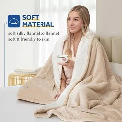 Sealy Electric Blanket Queen Size, Flannel & Sherpa Heated Blanket With 10 Heat Setting & 1-12 Hour Auto Shut Off, Fast Heating Blanket, Machine Washable, Beige, 84 X 90 Inch -Electric Blankets Sales 2022 41etryZ8pQL