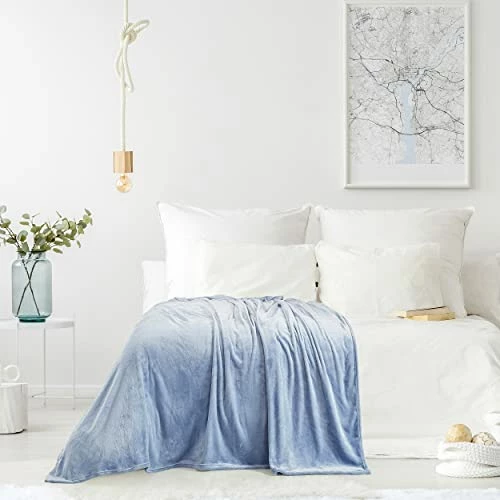 Thesis Fleece Blanket Queen Size Blanket Chambray – Cozy Blankets For Bed, Sofa, Couch Lightweight Blanket Super Soft Solid Microfiber Blanket, 90x90 Inches 5 Thesis Fleece Blanket Queen Size Blanket Chambray – Cozy Blankets For Bed, Sofa, Couch Lightweight Blanket Super Soft Solid Microfiber Blanket, 90x90 Inches - Image 3