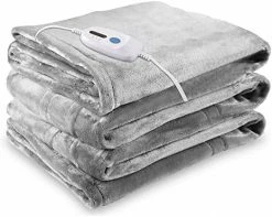 McJaw Electric Heated Blanket Twin Size 62"x84" For Home Bedding Use Large Oversized Soft Flannel Velvet Controller With 4 Heating Levels And 10 Hours Auto Shut Off Machine Washable -Blue -Electric Blankets Sales 2022 41fEbCcepL. AC