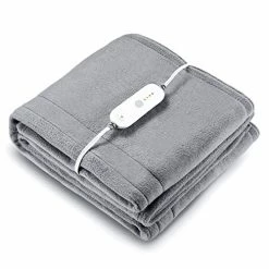 CURECURE Electric Heated Blanket Twin Size 62 X 84 Inches With 4 Heating Levels And 9H Auto Shut Off, ETL Certified, Full Body Warming, Machine Washable, Home Office Use