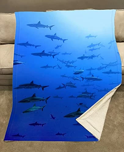 OSHWOW Shark Blanket Shark Gifts For Shark Lovers Shark Decor For Boys Room Shark Fleece Blanket Shark Blanket Adult Large 50" X 60" Shark Pillows Shark Week 5 OSHWOW Shark Blanket Shark Gifts For Shark Lovers Shark Decor For Boys Room Shark Fleece Blanket Shark Blanket Adult Large 50" X 60" Shark Pillows Shark Week - Image 3