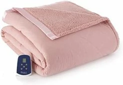 Thermee Micro Flannel King-Size Heated Electric Blanket With Sherpa, Machine Wash & Dry, Timer & Safety Shutoff, 100Lx90W, Toile Sky Blue -Electric Blankets Sales 2022 41ga w JcgL. AC