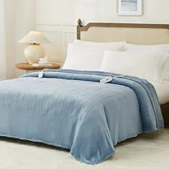 Homemate Electric Heated Blanket Dual Controller King Size 100"x 90" Grey,5 Heating Levels Fast Heating,10 Hours Auto Off, Heat Blanket Over-Heated Protection Double Soft Flannel,ETL Certified Blue -Electric Blankets Sales 2022 41gfCp9DOJL. AC