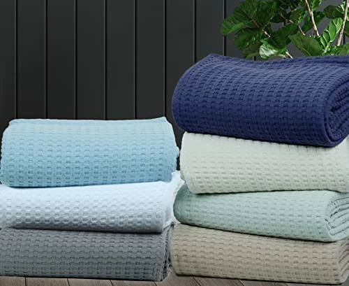 Tex Trend Waffle Weave Cotton Blanket - All Season Luxury Fine Fabric Blanket - King 90x108 Inch, Ivory Cream - With Free Pillow Cushion Covers 8 Tex Trend Waffle Weave Cotton Blanket - All Season Luxury Fine Fabric Blanket - King 90x108 Inch, Ivory Cream - With Free Pillow Cushion Covers - Image 6