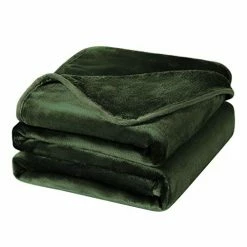 PiccoCasa Fleece Bed Blanket Full Size Olive Green 330GSM Soft Lightweight Microfiber Plush Flannel Blanket Thick All Season Throw Blankets For Couch Sofa Bed Traveling, 78 X 90 Inches