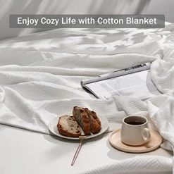 Downluxe 100% Cotton Blanket Twin Size - White 410GSM Soft Lightweigt Breathable Twin Size Summer Blanket - Luxury Elegant Home Decoration Bed Blanket With Mesh Bag For All Season(66x90 Inches) Cotton Sandy Beige -Electric Blankets Sales 2022 41hy021UbkL 1