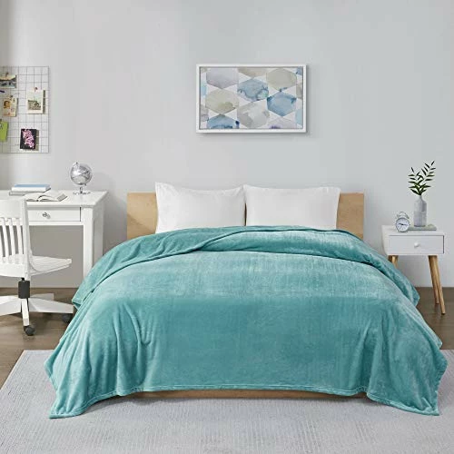 Intelligent Design - ID51-822 Microlight Plush Luxury, Oversized Throw-Blanket, Premium All Season Cover For Bed, Couch, Full/Queen, Aqua 3 Intelligent Design - ID51-822 Microlight Plush Luxury, Oversized Throw-Blanket, Premium All Season Cover For Bed, Couch, Full/Queen, Aqua