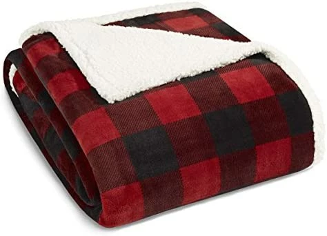 Eddie Bauer - Queen Blanket, Reversible Sherpa Fleece Bedding, Buffalo Plaid Home Decor For All Seasons (Red Check, Queen) Chrome Grey/white 9 Eddie Bauer - Queen Blanket, Reversible Sherpa Fleece Bedding, Buffalo Plaid Home Decor For All Seasons (Red Check, Queen) Chrome Grey/white - Image 7