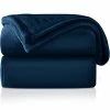ONME Fleece Blanket, Full/Queen Size Blanket - Soft Lightweight Microfiber Cool Blanket For Sofa, Couch, Bed, Camping, Travel, 90"x90" Dark Blue -Electric Blankets Sales 2022 41kO1YzS0cL