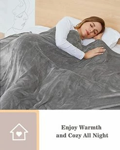 SUNNY HEAT Heated Blanket 72'' X 84'' Full Size, Fast Heating Soft Flannel Blanket For Bed Full-Body Coverage 4 Heating Levels & 10 Hours Timer Settings , Machine Washable, Grey Teal -Electric Blankets Sales 2022 41kUuMG2KaL