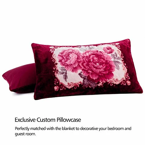 JML Sherpa Flannel Blanket, 3-Piece Fleece Blanket With Pillow Shams- Soft, Warm, Korean Style Printed Embossed Bed Blanket, Burgundy Solid Color - Teal 6 JML Sherpa Flannel Blanket, 3-Piece Fleece Blanket With Pillow Shams- Soft, Warm, Korean Style Printed Embossed Bed Blanket, Burgundy Solid Color - Teal - Image 4