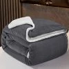 LIANLAM Sherpa Fleece Blanket Queen Size Blanket For Adults Super Soft And Warm Fuzzy Plush Cozy Luxury Bed Blankets Microfiber (Dark Grey, Queen(90"x90"))