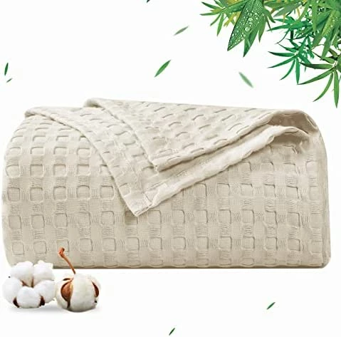 PHF Waffle Bamboo Cotton Blanket King Size 104''x90'' - Super Soft Lightweight Breathable Blanket For All Season - Perfect Decorative Waffle Weave Textured Blanket Layer For Couch Bed Sofa - Grey 8 PHF Waffle Bamboo Cotton Blanket King Size 104''x90'' - Super Soft Lightweight Breathable Blanket For All Season - Perfect Decorative Waffle Weave Textured Blanket Layer For Couch Bed Sofa - Grey - Image 6