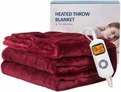 Kaisa Heated Blankets Electric Blankets Throws, 10 Heating Levels, Auto Shut-Off, Fast And Even Heating With Hand Controller, Machine Washable, Double-Sided Plush Flannel, 50x60 Inches, Wine Red -Electric Blankets Sales 2022 41lz96EqKEL. AC