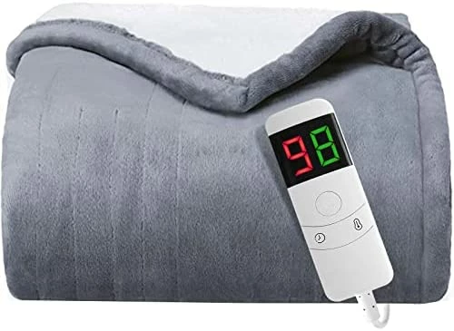 Greenoak Heated Electric Throw Blanket, 50“ X 62” Heating Blanket, Thick Soft Warming Plush Electric Lap Blanket Sherpa For Adults With 5-Position Timer &10 Heating Levels (Grey) Light Grey 10 Greenoak Heated Electric Throw Blanket, 50“ X 62” Heating Blanket, Thick Soft Warming Plush Electric Lap Blanket Sherpa For Adults With 5-Position Timer &10 Heating Levels (Grey) Light Grey - Image 8