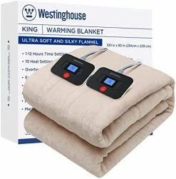 Westinghouse Electric Blanket Heated Throw | 6 Heating Levels & 2-10 Hour Time Setting | Flannel, 50x60in | Machine Washable, Beige -Electric Blankets Sales 2022 41n3lkEOAML. AC