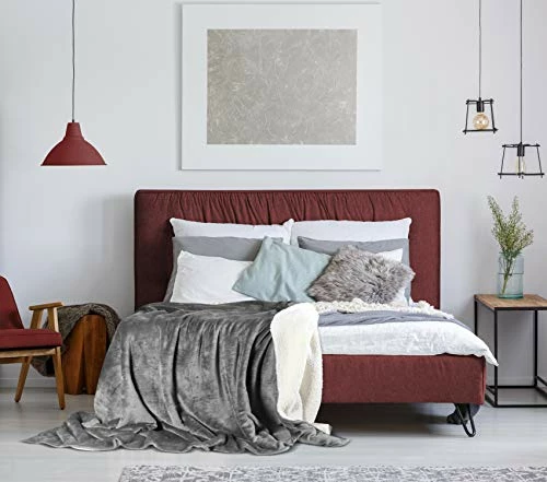 Utopia Bedding Sherpa Bed Blanket Queen Size Grey 480GSM Plush Blanket Fleece Reversible Blanket For Bed And Couch (90x90 Inches) 5 Utopia Bedding Sherpa Bed Blanket Queen Size Grey 480GSM Plush Blanket Fleece Reversible Blanket For Bed And Couch (90x90 Inches) - Image 3