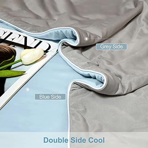 LLANCL Cooling Blankets For Hot Sleepers - Cool Like Ice Cream Lightweight Blanket For Summer With Double Side Cold, Cooling Comforter, Quilt, Fabric For Bed (Throw Size 47" X 59" Blue & Grey) 4 LLANCL Cooling Blankets For Hot Sleepers - Cool Like Ice Cream Lightweight Blanket For Summer With Double Side Cold, Cooling Comforter, Quilt, Fabric For Bed (Throw Size 47" X 59" Blue & Grey) - Image 2