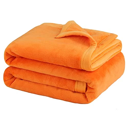 PiccoCasa Flannel Fleece Blanket Soft Lightweight Warm Fuzzy Blanket For All-Seasons, Wide Hemmed Luxury Comfy Decorative For Couch Living Room 50"x60" Orange 3 PiccoCasa Flannel Fleece Blanket Soft Lightweight Warm Fuzzy Blanket For All-Seasons, Wide Hemmed Luxury Comfy Decorative For Couch Living Room 50"x60" Orange