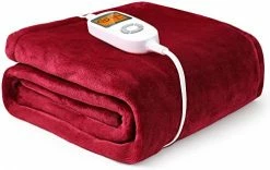 Siinsay Electric Heated Blankets Throw, Full Body Fast Heating Throws 50" X 60", Double-Layer Flannel Blanket With 10 Heating Levels, Auto-Off, ETL Certified, Overheating Protection, Machine Washable Wine Red -Electric Blankets Sales 2022 41q1RPikfJL. AC