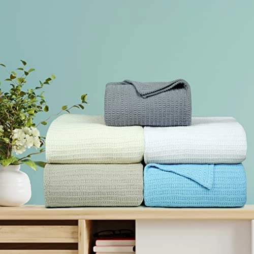 Classic Weave Breathable Lightweight Soft Cotton Blanket Queen Size (90X90 Inch) Ivory Color -100% Cotton Perfect Textured Blanket Layer For Couch Bed Sofa By Tex Trend 9 Classic Weave Breathable Lightweight Soft Cotton Blanket Queen Size (90X90 Inch) Ivory Color -100% Cotton Perfect Textured Blanket Layer For Couch Bed Sofa By Tex Trend - Image 7