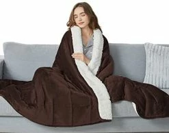 CYMULA Flannel Weighted Blanket Adult: 60×80inch Sherpa Fleece Heavy Blanket - Breathable Soft Blanket 20lbs Queen Size - Snuggly Bed Blankets With Glass Beads- Brown -Electric Blankets Sales 2022 41r1R4EvinL. AC 1