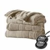 Sunbeam Queen Size Electric Microplush Heated Blanket In Mushroom