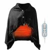 Z-YQL USB Heated Shawl Electric Heated Blanket Plush Flannel Blanket With 3 Heat Level Setting For Car Office Home Travel - 120x80cm (Black) -Electric Blankets Sales 2022 41t3FxFksQS