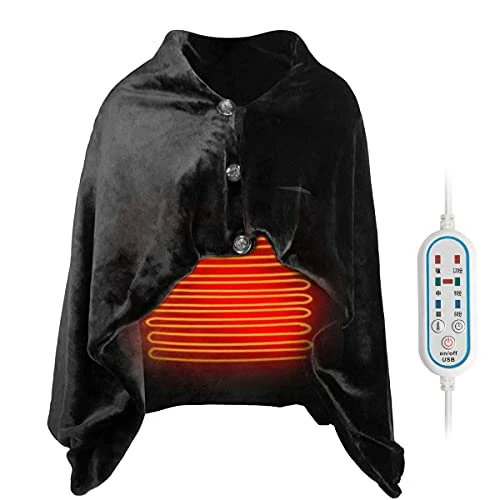 Z-YQL USB Heated Shawl Electric Heated Blanket Plush Flannel Blanket With 3 Heat Level Setting For Car Office Home Travel - 120x80cm (Black) 3 Z-YQL USB Heated Shawl Electric Heated Blanket Plush Flannel Blanket With 3 Heat Level Setting For Car Office Home Travel - 120x80cm (Black)