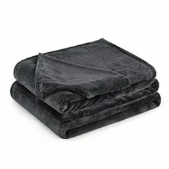 Ponvunory Flannel Fleece Plush Blanket Twin Size(60"x80", Black) - Super Soft Warm Lightweight Microfiber Blanket For Chair, Sofa, Couch, Bed, Camping, Travel