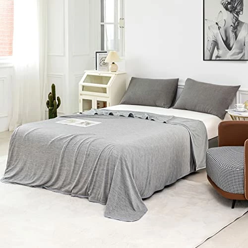 MUKKA Cooling Blanket Full Size(80''×86'') For Hot Sleeper In Summer Keep Body Cool On Warm Nights Blanket For Adults, Children, And Babies, Japanese Q-Max 0.4 (Grey) 4 MUKKA Cooling Blanket Full Size(80''×86'') For Hot Sleeper In Summer Keep Body Cool On Warm Nights Blanket For Adults, Children, And Babies, Japanese Q-Max 0.4 (Grey) - Image 2