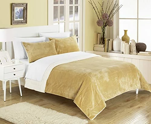 Chic Home Evie 3 Piece Blanket Set Soft Sherpa Lined Microplush Faux Mink With Shams, King Camel 12 Chic Home Evie 3 Piece Blanket Set Soft Sherpa Lined Microplush Faux Mink With Shams, King Camel - Image 10